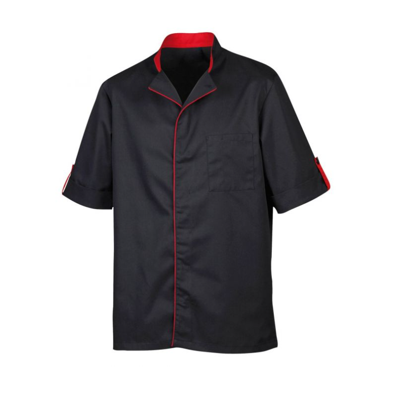 Veste de cuisine noir et rouge